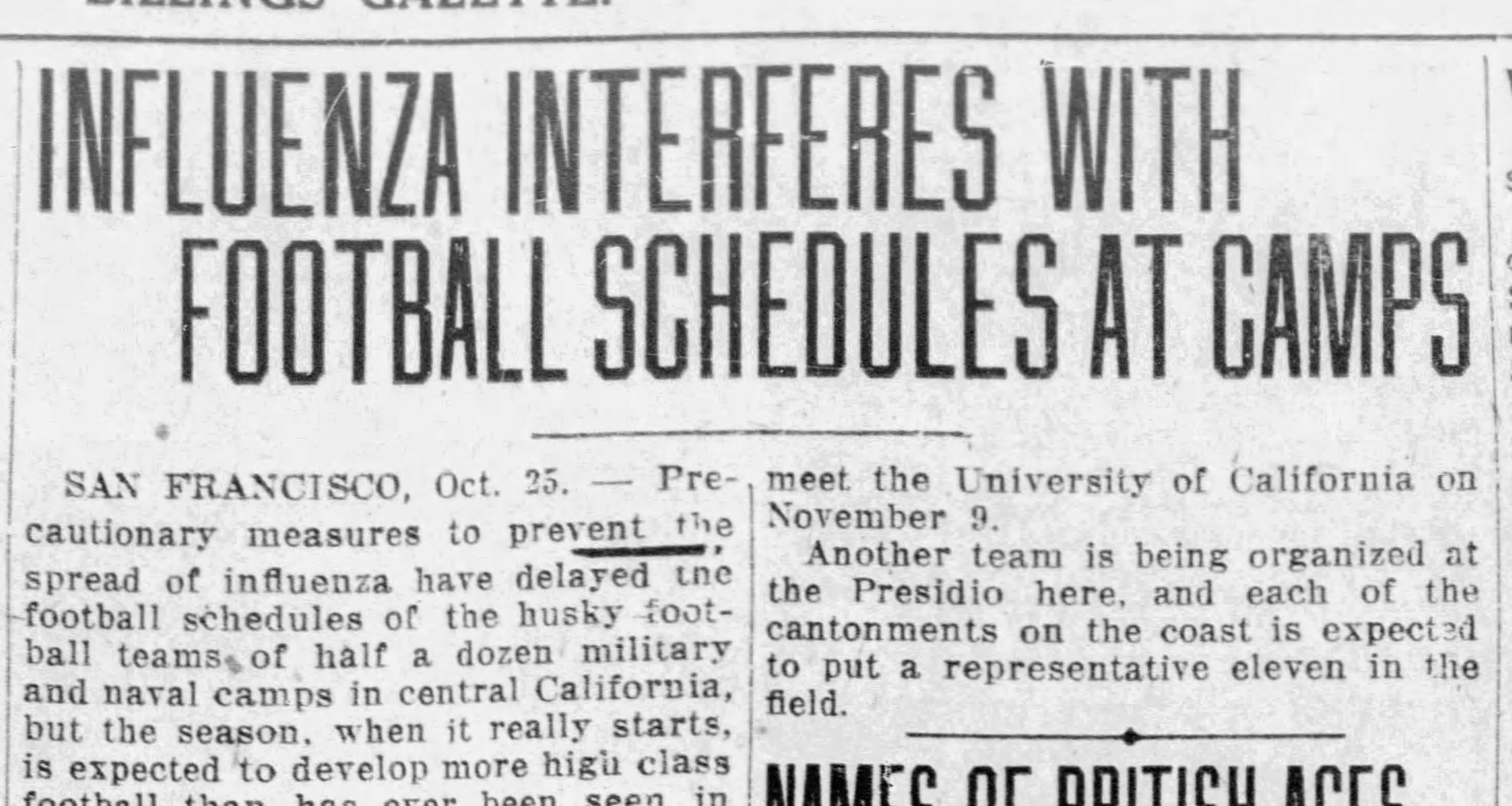 Influenza interferes with football schedules at camps